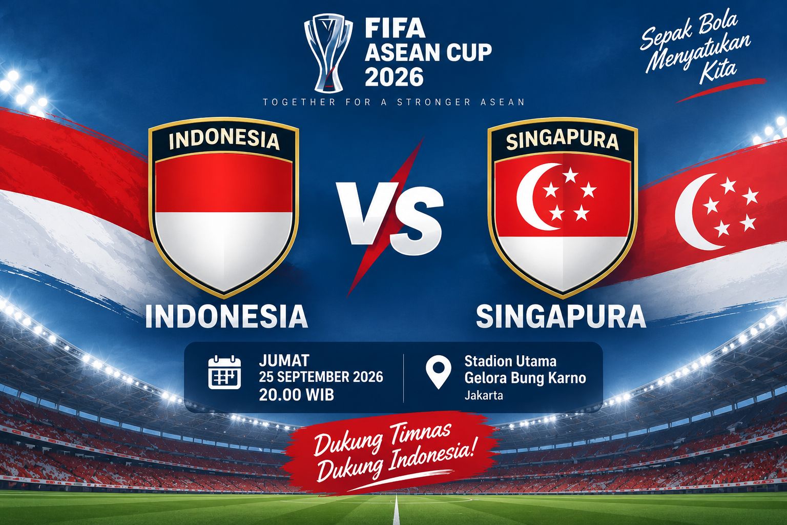 Prediksi Indonesia vs Singapura di FIFA ASEAN Cup 2026: Duel Tuan Rumah dan Ancaman The Lions