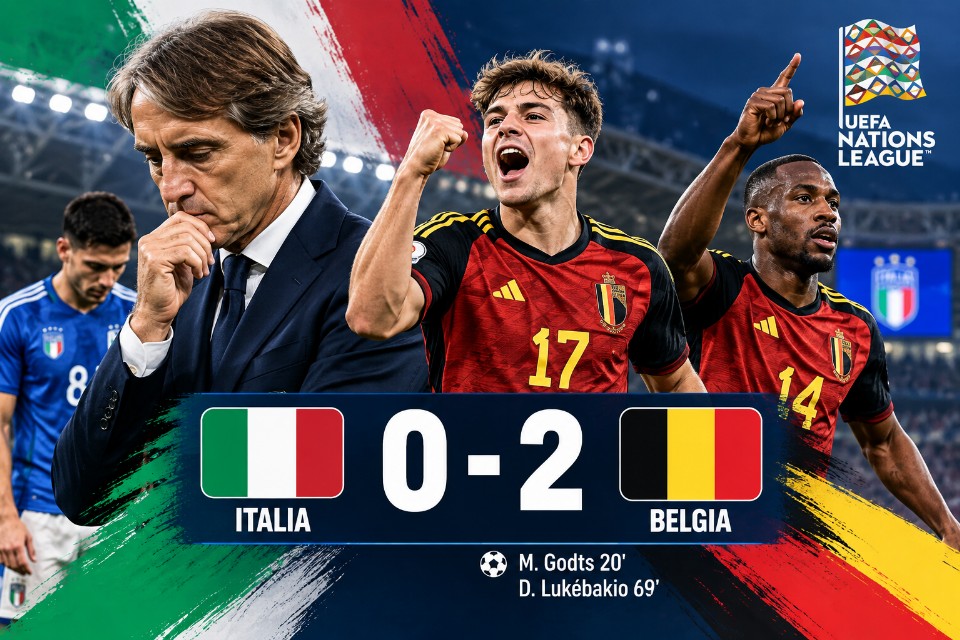 Italia 0-2 Belgia: Debut Kedua Mancini Berakhir dengan Kekalahan, Godts dan Lukébakio Jadi Pembeda